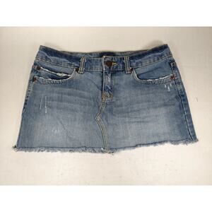 Vtg Aeropostale Low Rise Micro Mini Denim Jean Skirt 3/4 Distressed Hottie Y2K